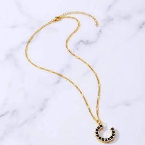 Chic Gold and Black Pendant Necklace